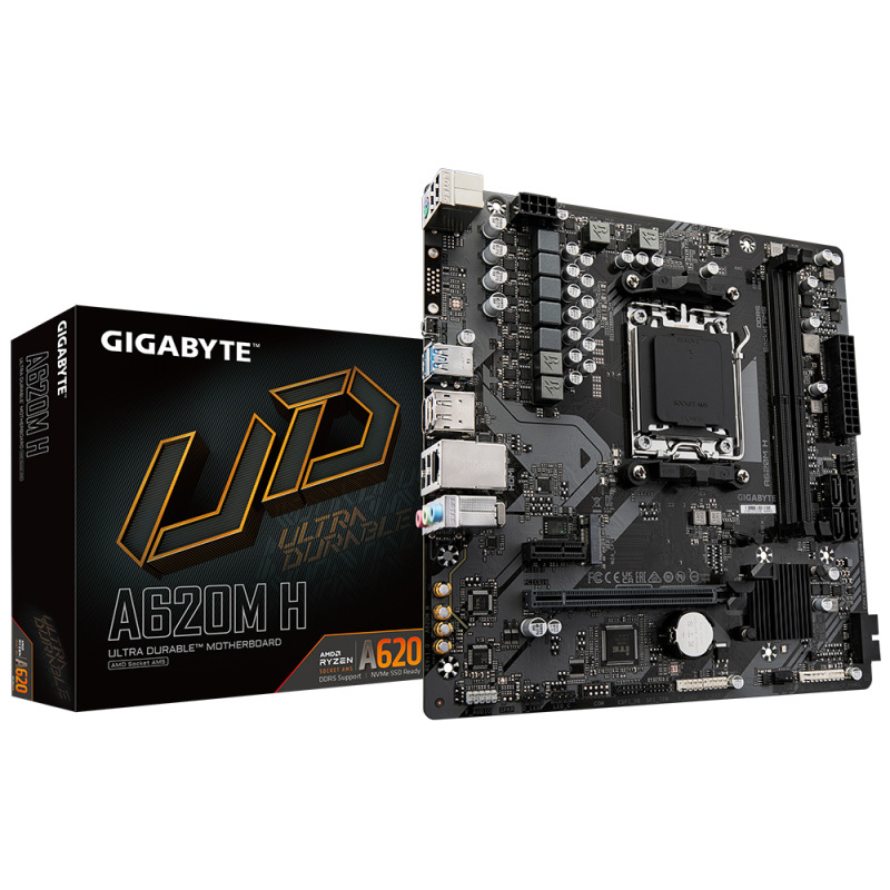 TARJETA MADRE GIGABYTE A620M H / SOCKET AM5 / DDR5 / DP / HDMI / MICRO ATX / GAMA BASICA